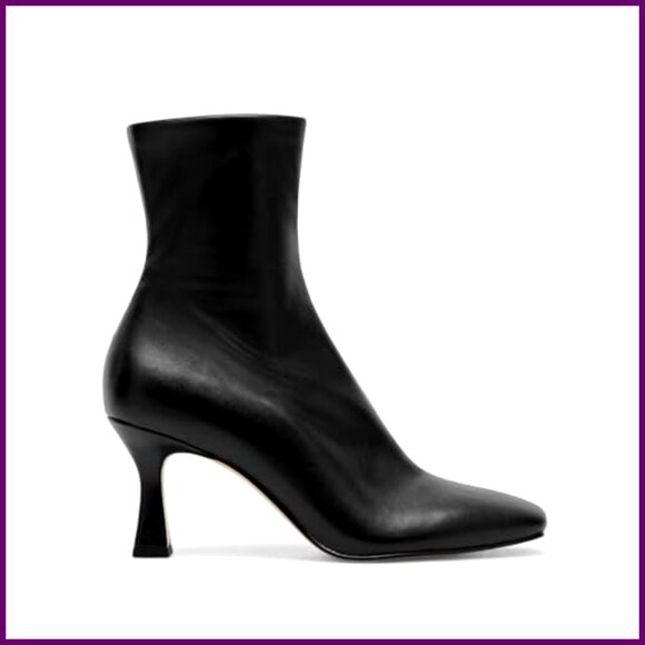 Kitten Heel Ankle Boots Square Toe Side Zipper Dressy Booties Fall Shoes - Picture 4 of 7